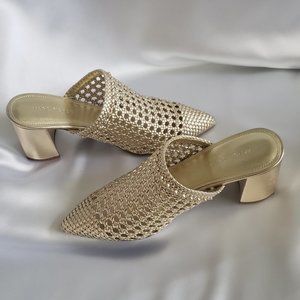 Marc Fisher Woven Mules - Reilly - Gold 10 M